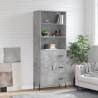 Highboard Concrete Grey 69.5x34x180 cm Engineered Wood Colour concrete grey Quantity in Package 1 Model 1 door 3 drawers 