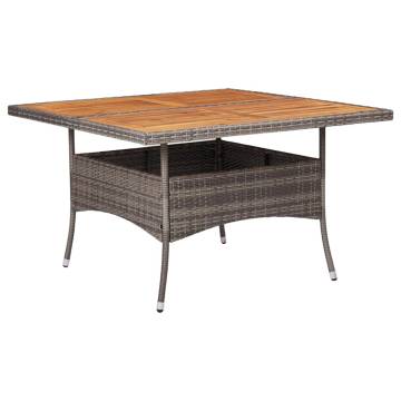 Outdoor Dining Table - Grey Poly Rattan & Solid Acacia Wood