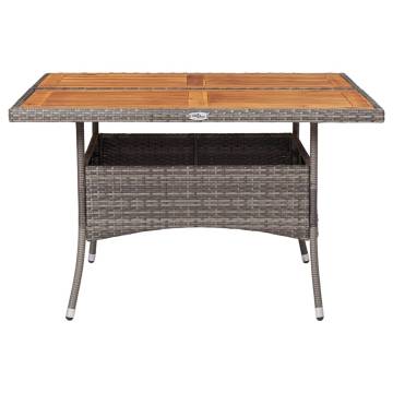 Outdoor Dining Table - Grey Poly Rattan & Solid Acacia Wood