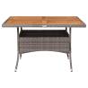 Outdoor Dining Table - Grey Poly Rattan & Solid Acacia Wood