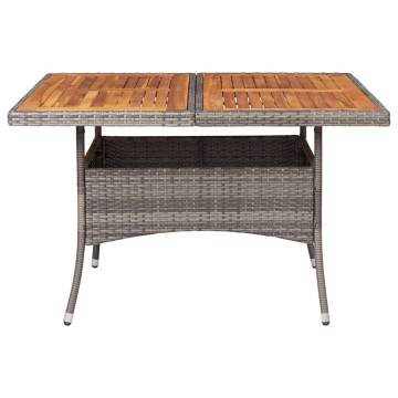 Outdoor Dining Table - Grey Poly Rattan & Solid Acacia Wood