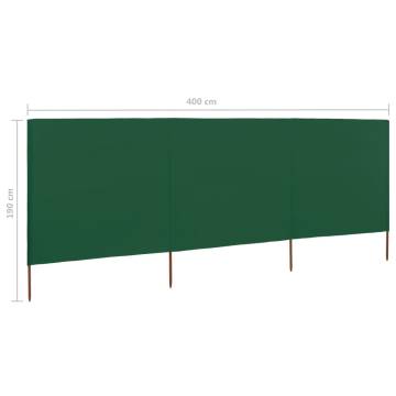 3-Panel Wind Screen Fabric 400x160 cm Green - HIPOMarket