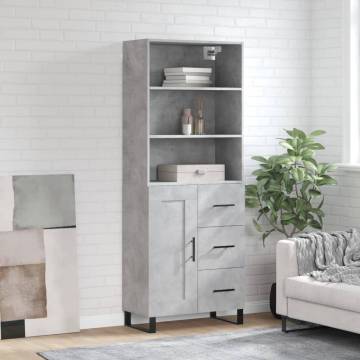 Highboard Concrete Grey | Stylish Engineered Wood Storage