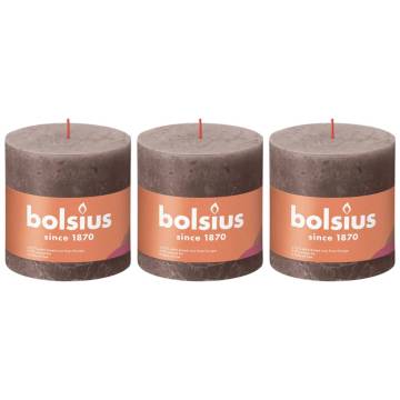 Bolsius Rustic Pillar Candles 3 pcs - Taupe | HipoMarket