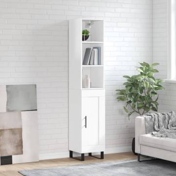 Stylish Highboard High Gloss White - 34.5x34x180 cm