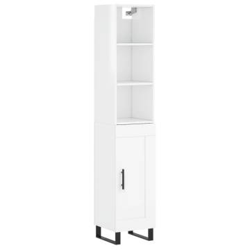 Stylish Highboard High Gloss White - 34.5x34x180 cm