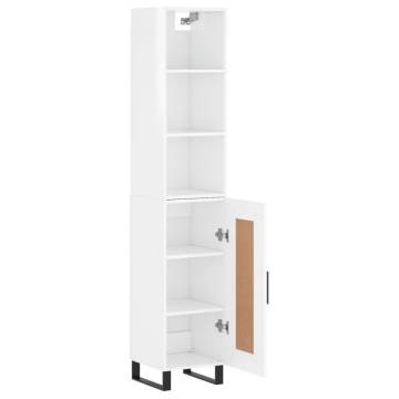 Stylish Highboard High Gloss White - 34.5x34x180 cm