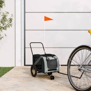 Pet Bike Trailer - Grey & Black Oxford Fabric & Iron | HipoMarket