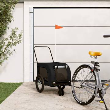 Pet Bike Trailer - Black Oxford Fabric & Iron | HipoMarket