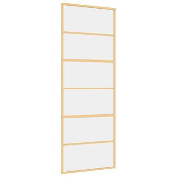 Sliding Door Gold 76x205 cm Clear ESG Glass & Aluminium