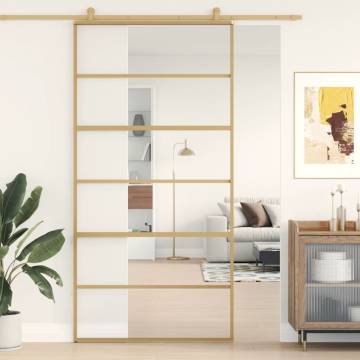 Sliding Door Gold 102.5x205 cm - Clear Glass & Aluminium