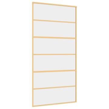 Sliding Door Gold 102.5x205 cm - Clear Glass & Aluminium