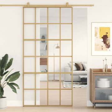 Sliding Door Gold 102.5x205 cm - Clear ESG Glass & Aluminium