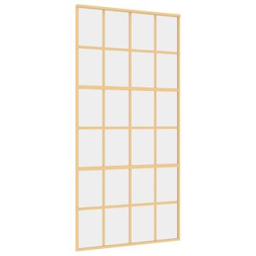 Sliding Door Gold 102.5x205 cm - Clear ESG Glass & Aluminium