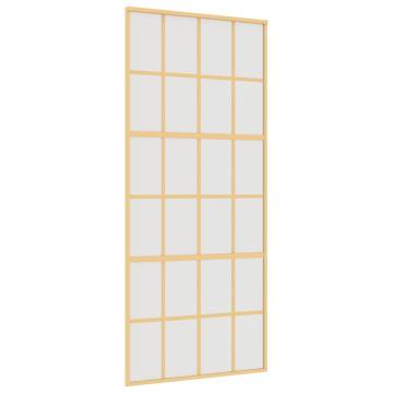 Elegant Sliding Door Gold 90x205 cm with Frosted ESG Glass