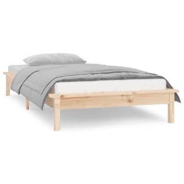 LED Bed Frame 90x190 cm - Single Solid Wood with Lights