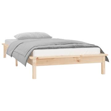 LED Bed Frame 90x190 cm - Single Solid Wood with Lights