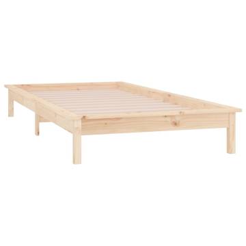 LED Bed Frame 90x190 cm - Single Solid Wood with Lights