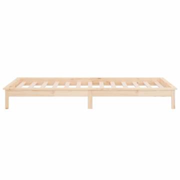 LED Bed Frame 90x190 cm - Single Solid Wood with Lights