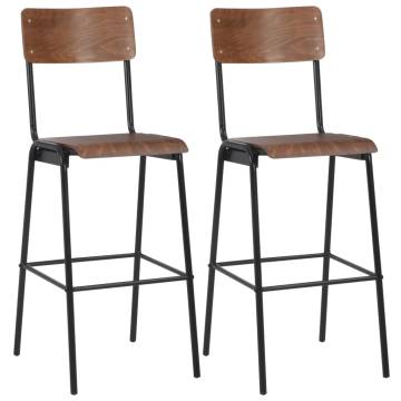 Elegant Brown Bar Chairs - Set of 2 | Hipomarket UK