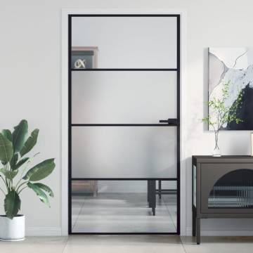 Slim Black Interior Door with Tempered Glass | Hipomarket