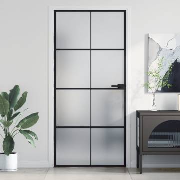 Interior Door Slim Black 93x201.5 cm - Tempered Glass & Aluminium