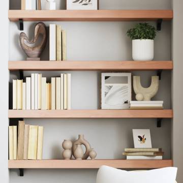 Light Brown Wall Shelf - Solid Oak Wood (80x20x6 cm)