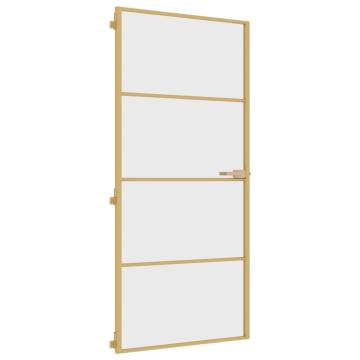 Interior Door Slim Golden 93x201.5 cm with Tempered Glass