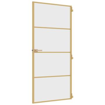 Interior Door Slim Golden 93x201.5 cm with Tempered Glass