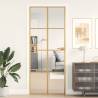 Interior Door Slim Golden 83x201.5 cm Tempered Glass and Aluminium Colour gold and transparent Size 83 x 201.5 cm Quantity in Package 1 Pattern 4x2 grids 