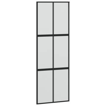 Sliding Door Black 76x205 cm - Tempered Glass & Aluminium