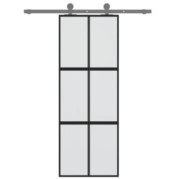 Sliding Door Black 76x205 cm - Tempered Glass & Aluminium