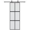 Sliding Door Black 76x205 cm - Tempered Glass & Aluminium