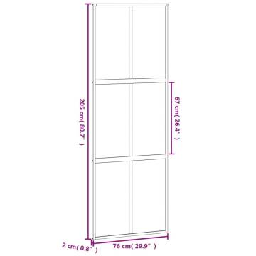 Sliding Door Black 76x205 cm - Tempered Glass & Aluminium