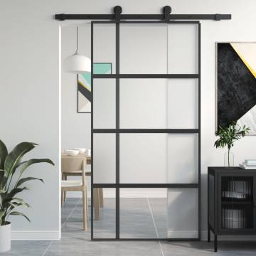 Sliding Door Black 102.5x205 cm | Tempered Glass & Aluminium