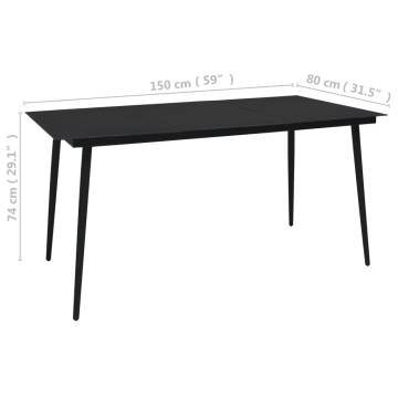 Garden Dining Table Black 150x80 cm - Stylish & Durable