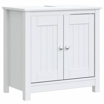 3 Piece Bathroom Furniture Set BERG - White Solid Wood Pine