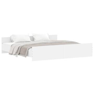 White Super King Bed Frame with Headboard & Footboard - 180x200 cm