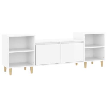 Stylish High Gloss White TV Cabinet | 160x35x55 cm