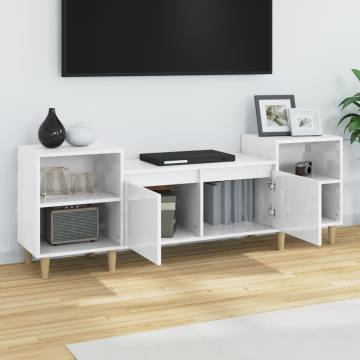 Stylish High Gloss White TV Cabinet | 160x35x55 cm