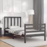 Bed Frame with Headboard Grey 90x200 cm Solid Wood Colour grey Size 90 x 200 cm 