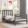 Grey Bed Frame with Headboard 90x200 cm Solid Wood - Hipo Market