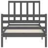 Grey Bed Frame with Headboard 90x200 cm Solid Wood - Hipo Market