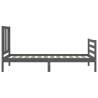 Grey Bed Frame with Headboard 90x200 cm Solid Wood - Hipo Market