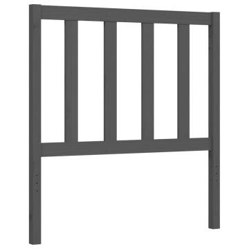 Grey Bed Frame with Headboard 90x200 cm Solid Wood - Hipo Market