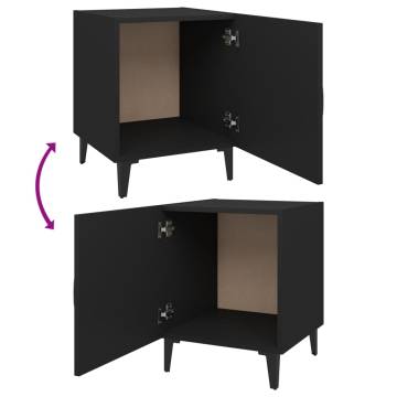 Elegant 2 pcs Black Engineered Wood Bedside Cabinets | HipoMarket