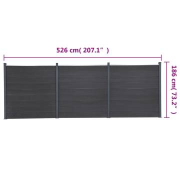 Fence Panel Set Grey 526x186 cm WPC - Durable & Versatile