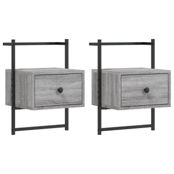 Wall-Mounted Bedside Cabinets 2 pcs Grey Sonoma | HipoMarket