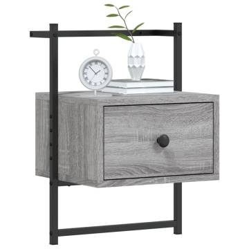 Wall-Mounted Bedside Cabinets 2 pcs Grey Sonoma | HipoMarket