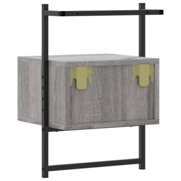 Wall-Mounted Bedside Cabinets 2 pcs Grey Sonoma | HipoMarket